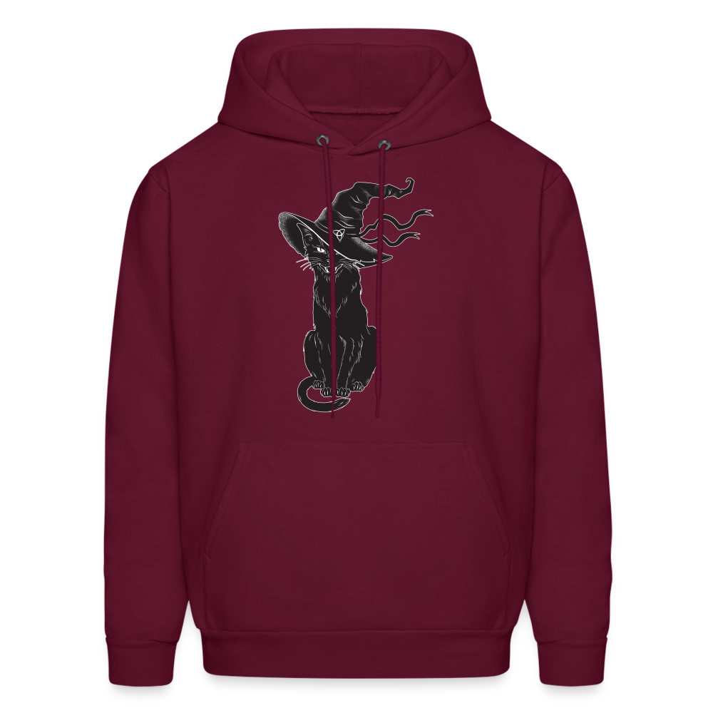 Halloween Black Cat Mens Hoodie - burgundy