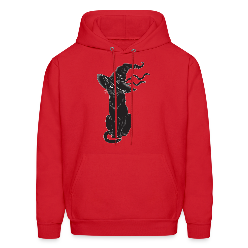 Halloween Black Cat Mens Hoodie - red