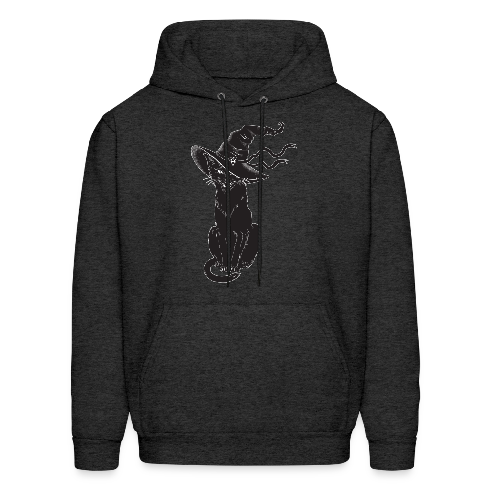 Halloween Black Cat Mens Hoodie - charcoal grey