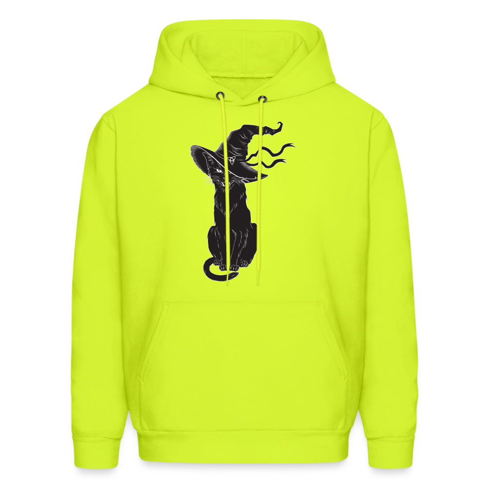 Halloween Black Cat Mens Hoodie - safety green