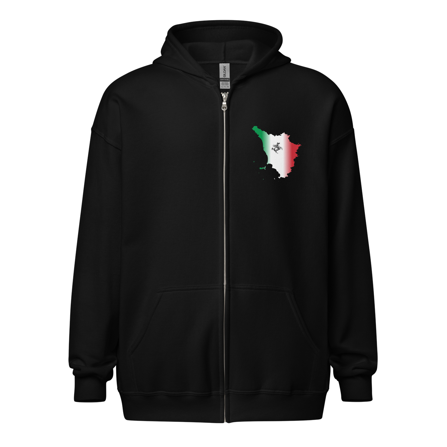 Tuscan Stampede Tri Color Flag and Horse Emblem Unisex Zip Hoodie