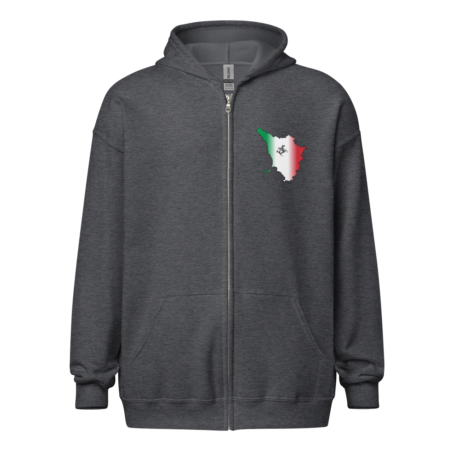 Tuscan Stampede Tri Color Flag and Horse Emblem Unisex Zip Hoodie