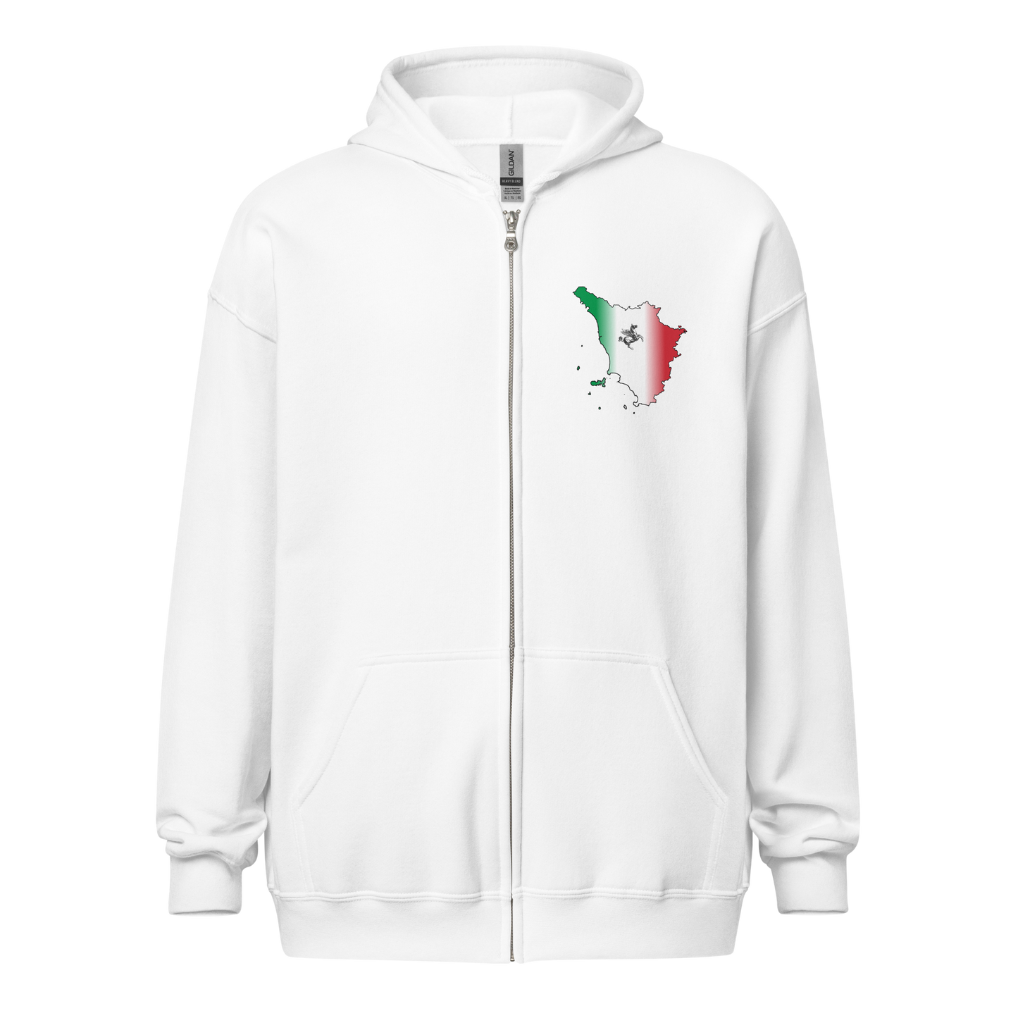 Tuscan Stampede Tri Color Flag and Horse Emblem Unisex Zip Hoodie