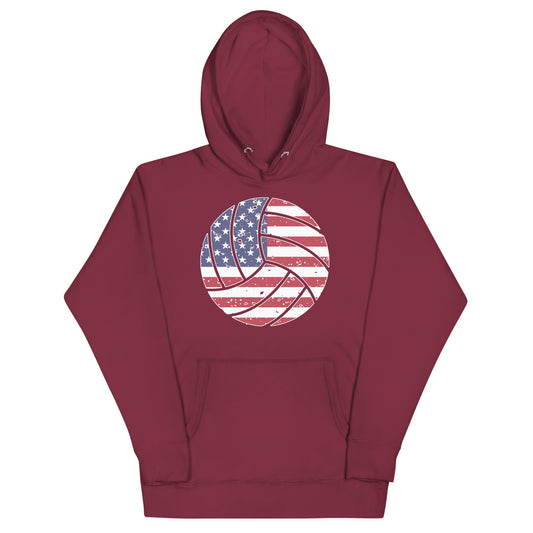 Sports Volleyball US Flag Unisex Hoodie